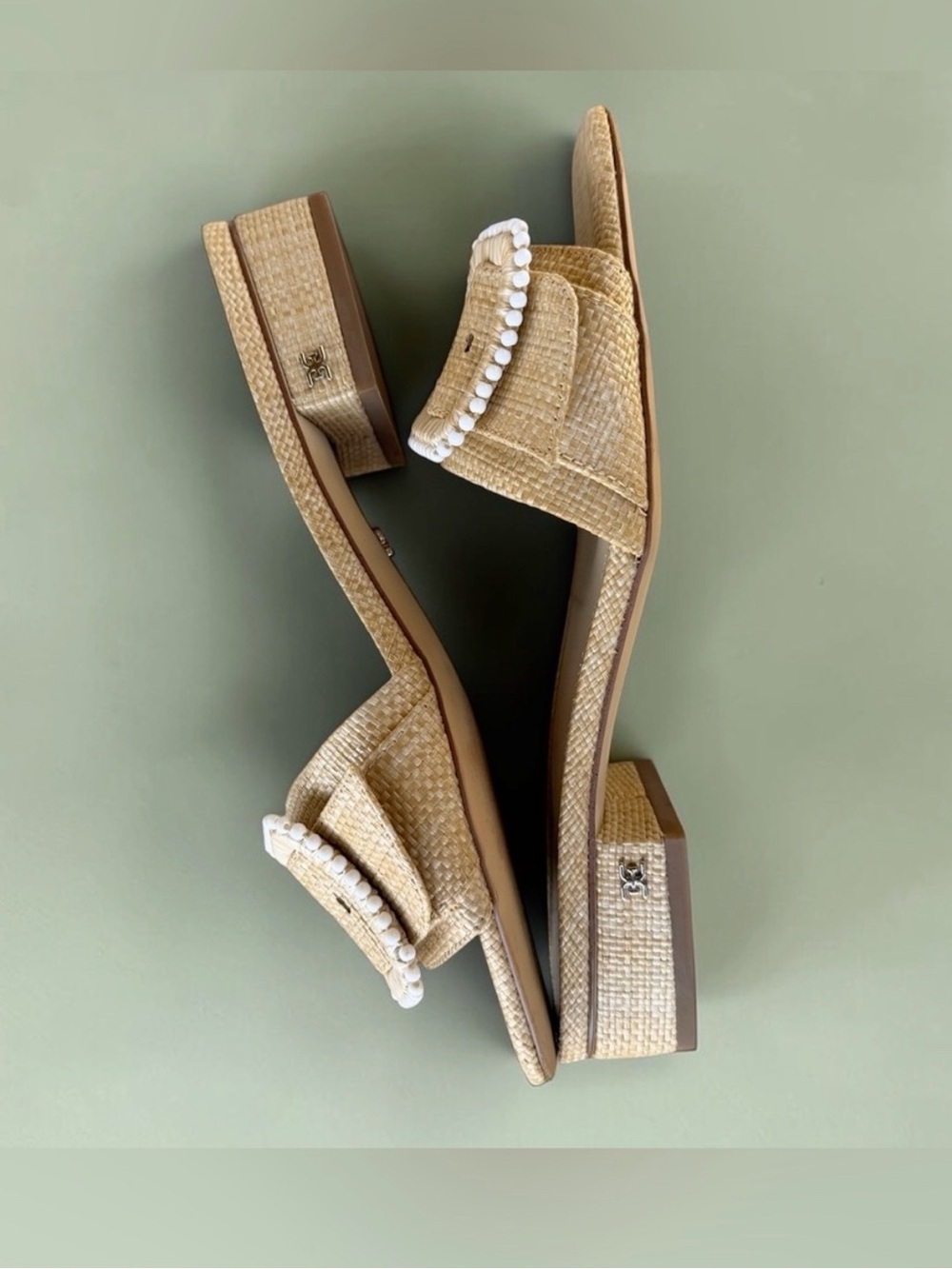 Sam Edelman Raffia Deacon Buckle Slide Sandals - Size 8.5 - Picture 12 of 14